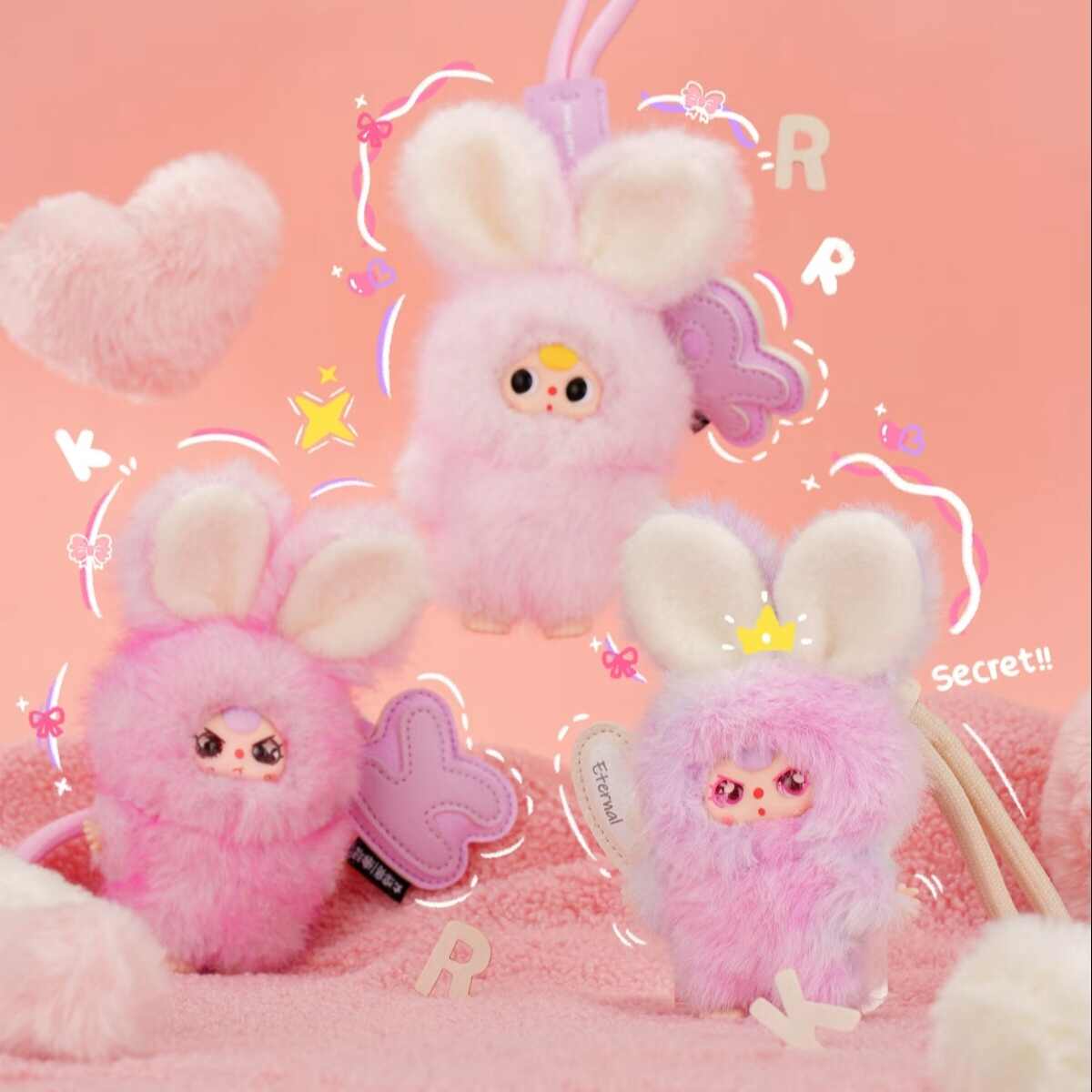 Baby Three · Bunny Fuzz Fun — Super Mini Bunny Plush Keychain Blind Box