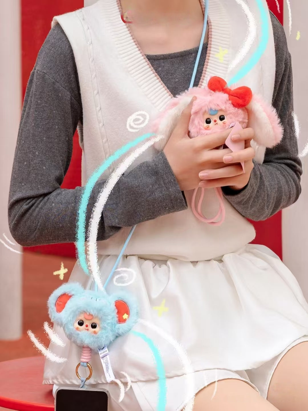 Baby Three Plush Phone Strap Plush Toy Doll Blindbox